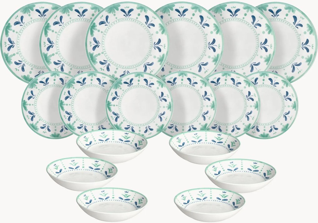 Conjunto de loiça em porcelana Madison Positano, 6 pessoas, conjunto de 18