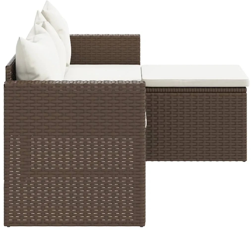 Conjunto lounge de jardim vime PE castanho