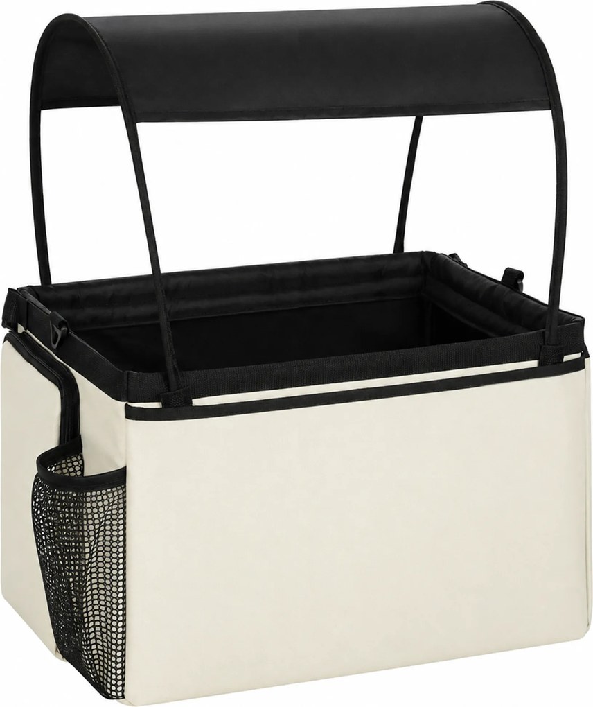 PawHut Cesto Frontal para Bicicleta 2 em 1 Portátil com Dossel, Linha de Segurança, Alça de Ombro e Bolsos Laterais 5kg | Aosom Portugal