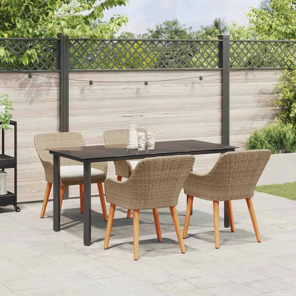 Conjunto de Jantar de 5 Peças pro Jardim em Rattan Sintético