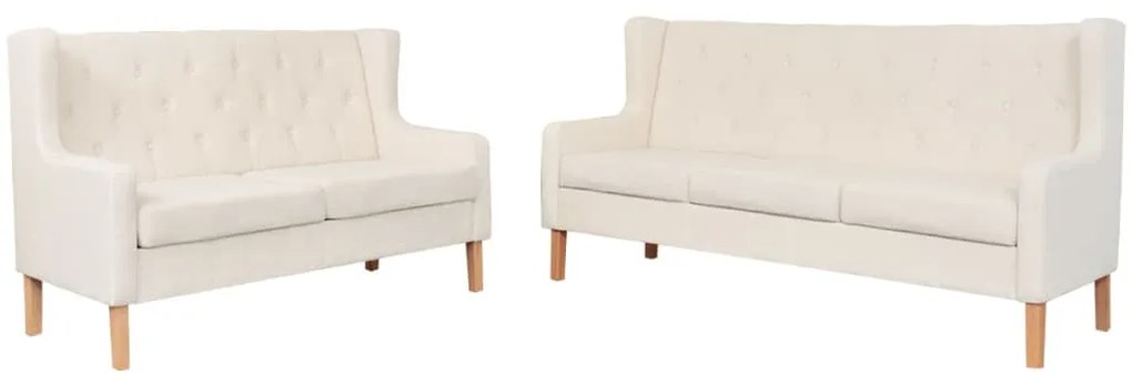 274930 vidaXL Conjunto de sofás 2 pcs tecido branco nata