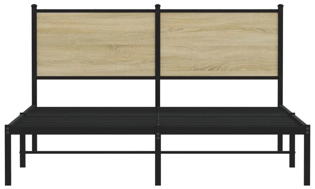 Estrutura de cama sem colchão 140x200 cm metal carvalho sonoma