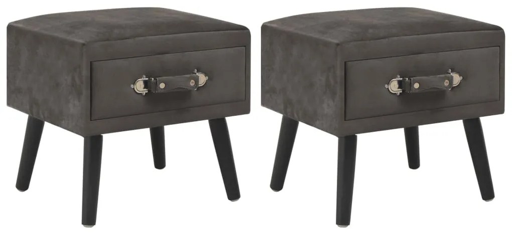 vidaXL Mesas-de-cabeceira 2 pcs 40x35x40 cm veludo cinzento