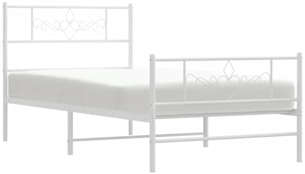 Estrutura de cama com cabeceira e pés 90x190 cm metal branco