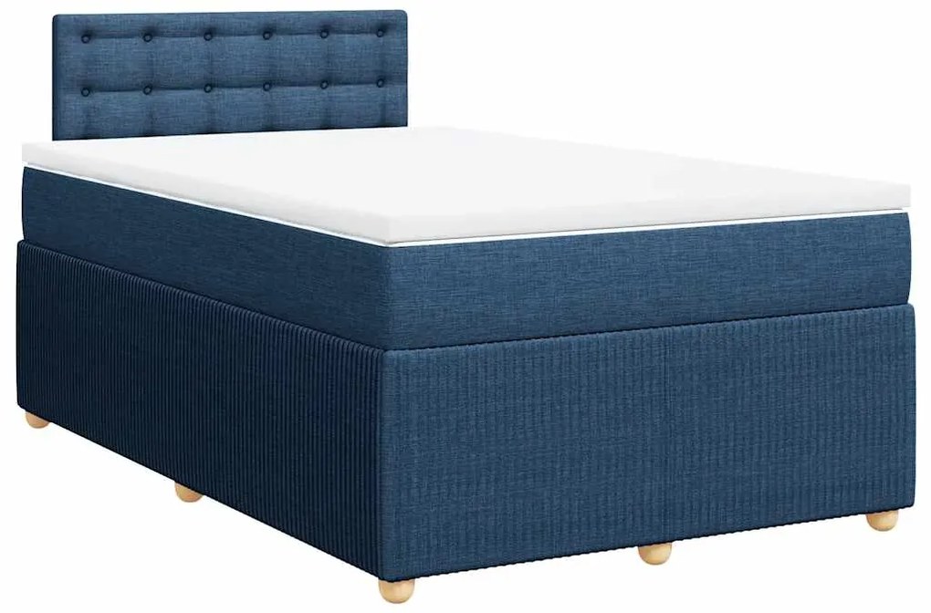 Cama boxspring com colchão 120x190 cm tecido azul