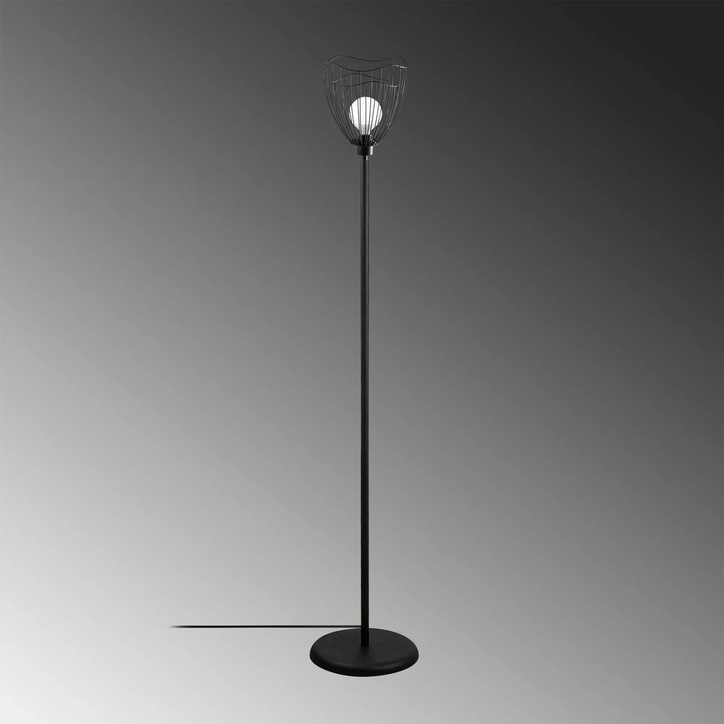 Candeeiro de Pé Zeyno – Preto – 32 x 32 cm, Altura 158 cm