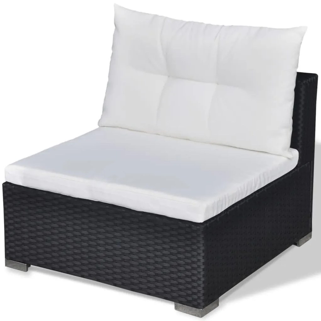 5 pcs conjunto lounge de jardim c/ almofadões vime PE preto