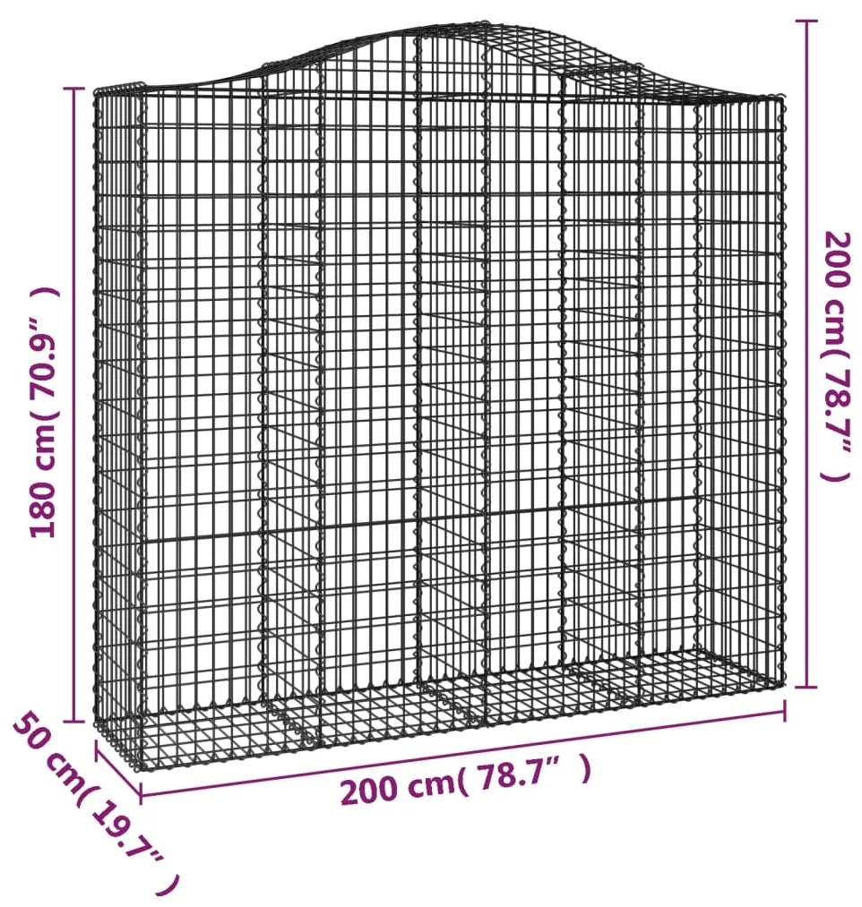 Cestos gabião arqueados 25 pcs 200x50x180/200 ferro galvanizado