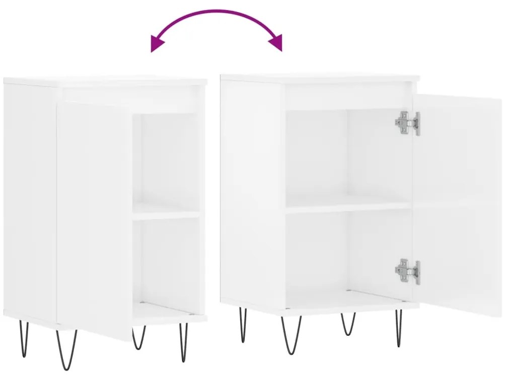 Aparadores 2 pcs 40x35x70 cm deriv. de madeira branco brilhante