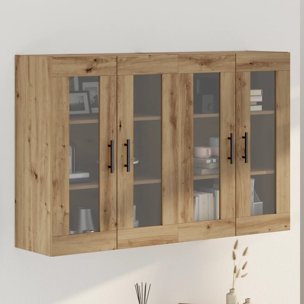 vidaXL Armários Montados na Parede 2 pcs Carvalho Artesanal 69,5x34x90 cm Madeira Engenheirada