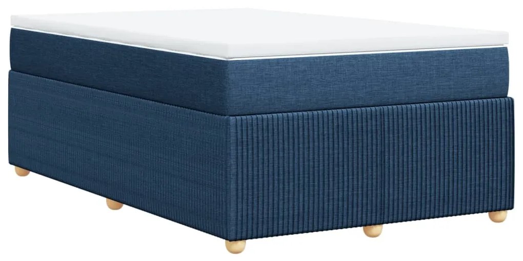 Cama boxspring com colchão 120x190 cm tecido azul