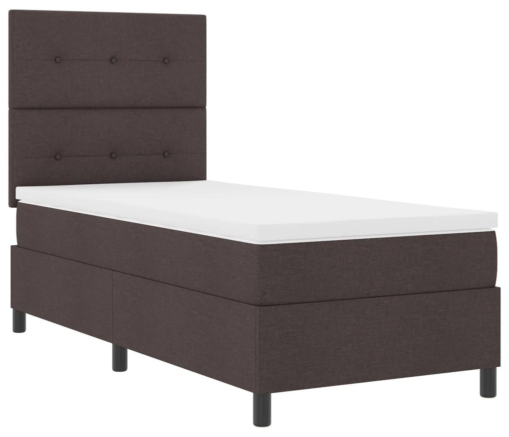 Cama Box Spring com Colchão Castanho 100x200 cm Tecido