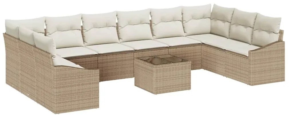 Conjunto de Sofás de Jardim com 11 peças e almofadas de rattan sintéti