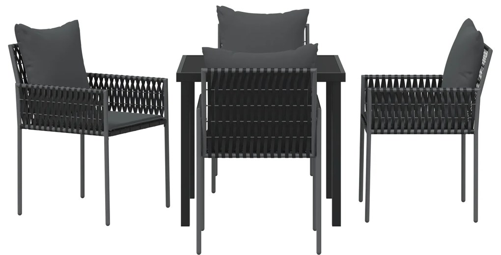 Conjunto de 3 Preto, Cinza Escuro Rattan PE Padrão Robusto
