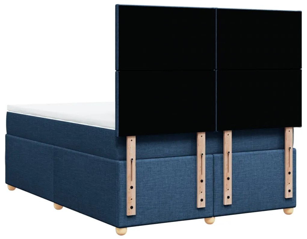 Cama com molas/colchão 160x200 cm tecido azul