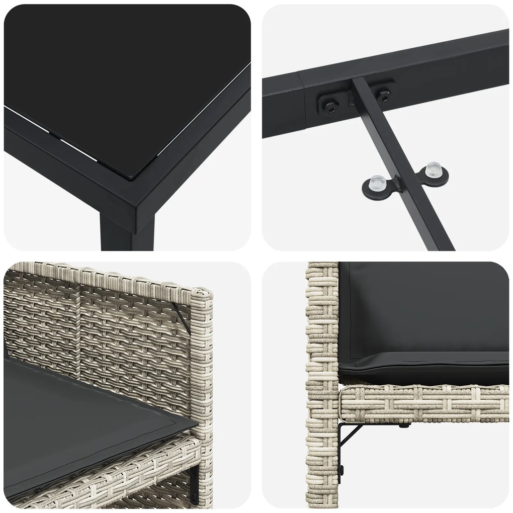 Conjunto de Jantar para o Jardim de 5 Peças com Almofadas Cinza Claro