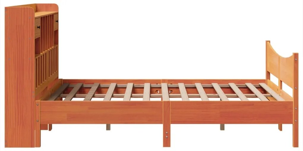Cama sem colchão 140x200 cm madeira pinho maciça castanho-mel