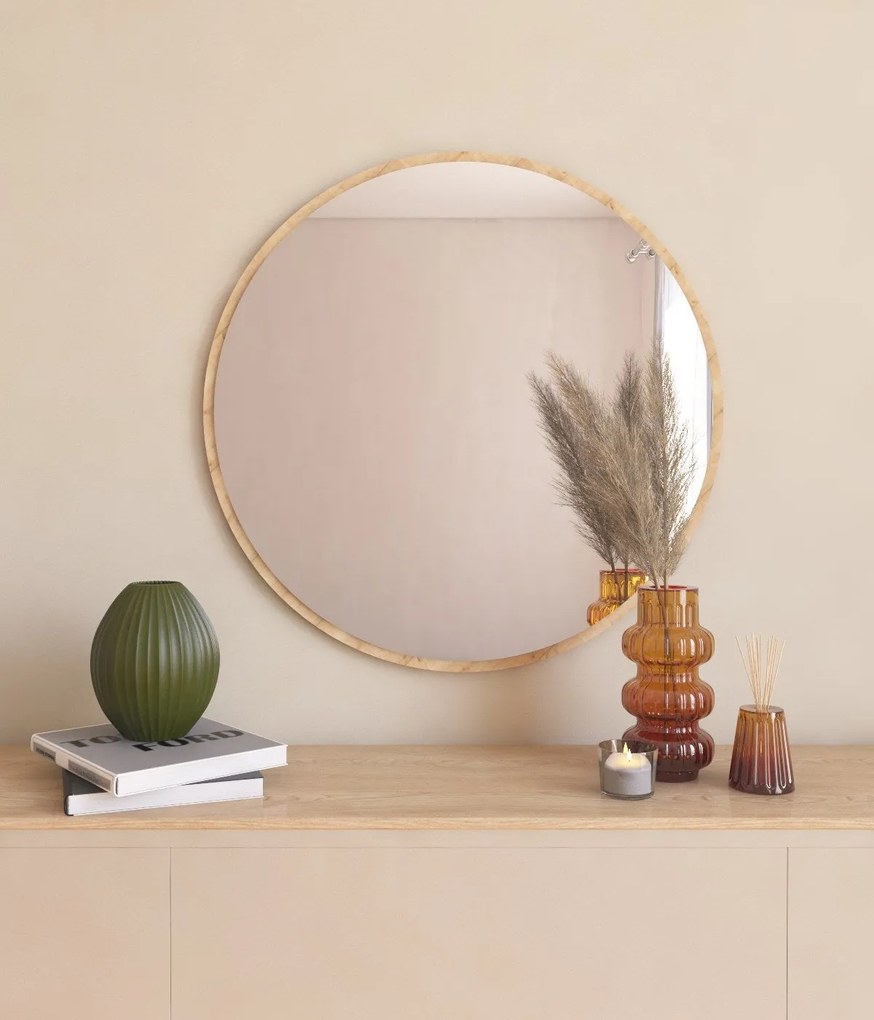 Espelho Redondo Ozze – Natural – 60 cm x 60 cm x 2,2 cm