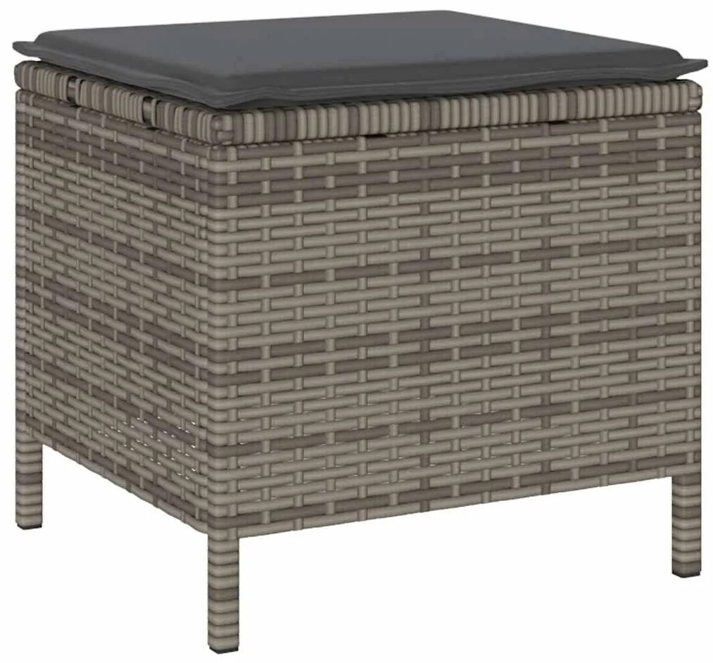 Conjunto de Jantar de Jardim em 3 Peças com Almofadas Cinza em Rattan