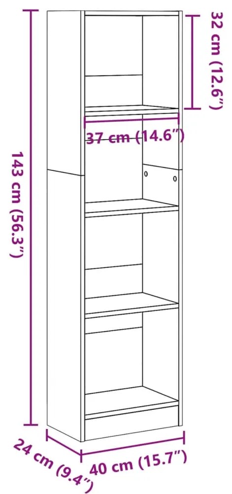 Estante 40x24x143 cm derivados de madeira branco