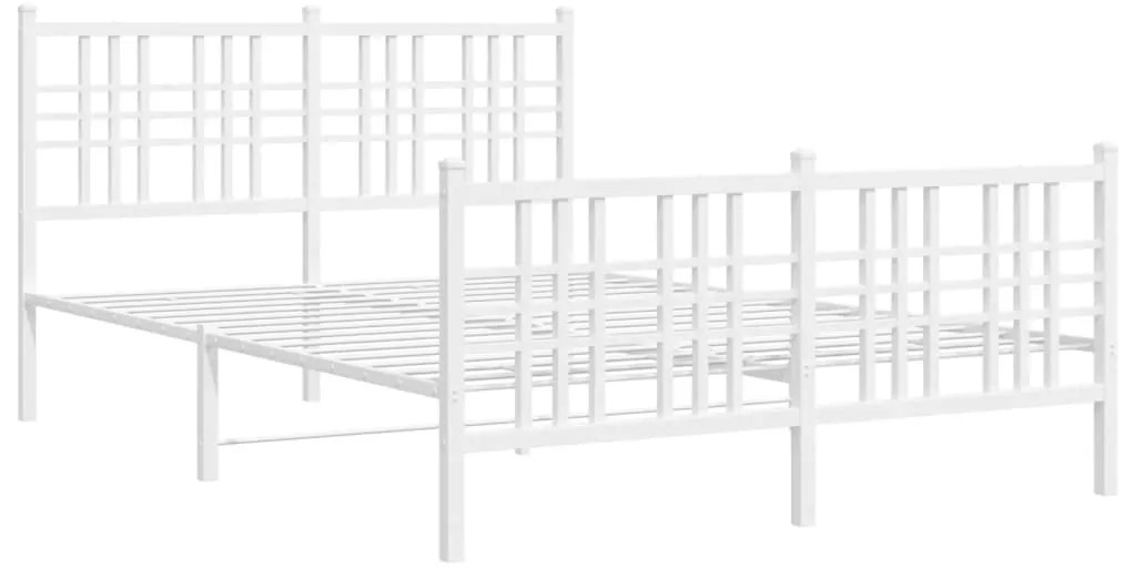 Estrutura de cama com cabeceira e pés 140x200 cm metal branco