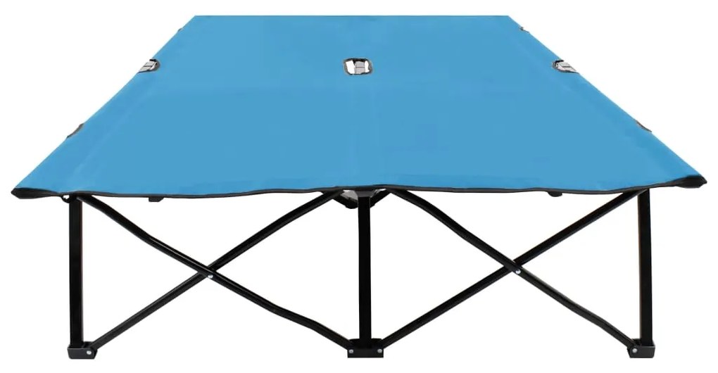 Espreguiçadeira/cama dobrável para 2 pessoas aço azul