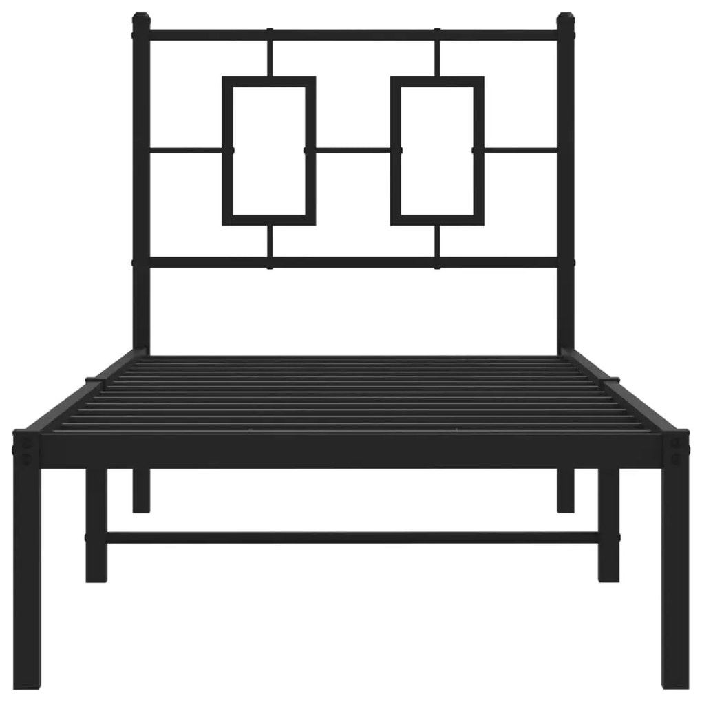 Estrutura de cama metal s/ colchão c/ cabeceira 75x190 cm preto