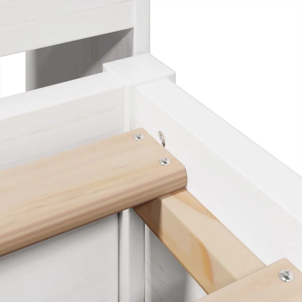 Cama sem colchão 135x190 cm madeira de pinho maciça branco