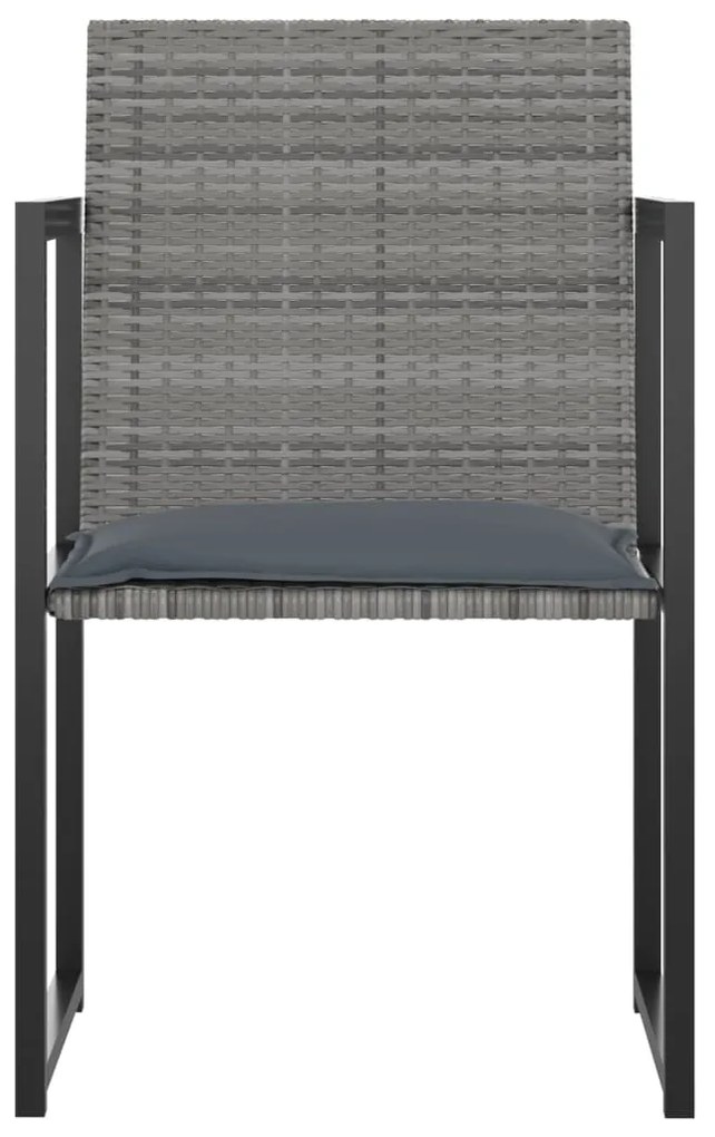 7 pcs conjunto jantar exterior com almofadões vime PE cinzento