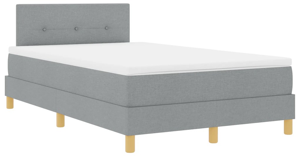 Cama Box Spring com Colchão Cinza Claro 120x190 cm Tecido
