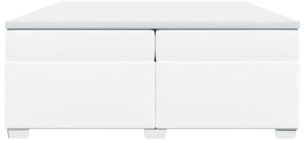 Cama com molas/colchão 200x200 cm couro artificial branco