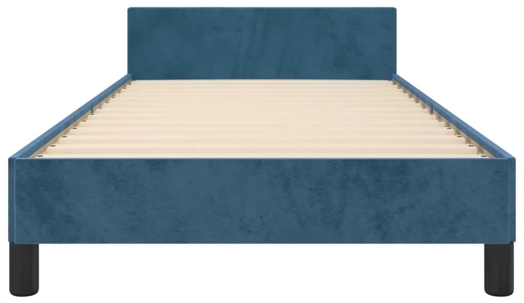 Estrutura de cama sem colchão 90x190 cm veludo azul-escuro