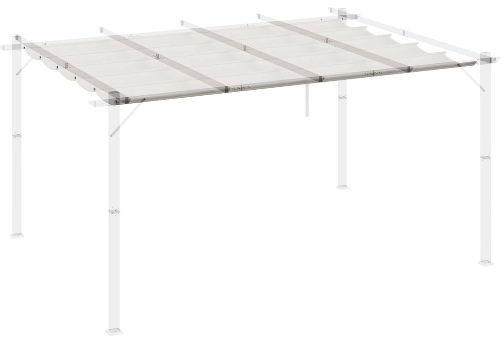 Cobertura para Pérgola 3,5x2,5 m Teto de Substituição Retrátil para Pérgola com 10 Orifícios de Drenagem Creme