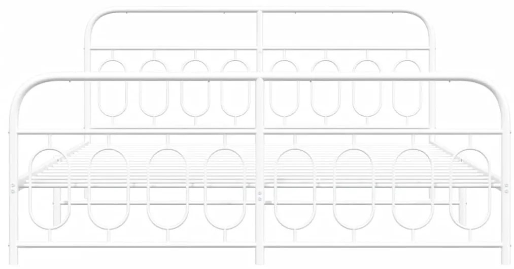 Estrutura de cama com cabeceira e pés 160x200 cm metal branco
