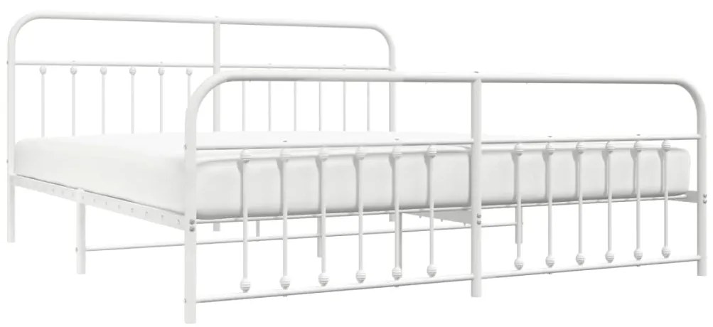 Estrutura de cama com cabeceira e pés 200x200 cm metal branco