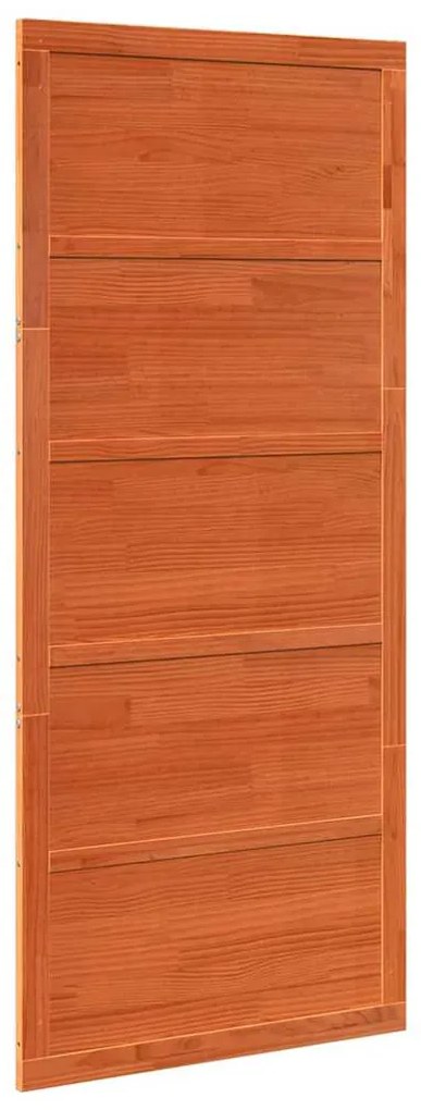 Porta de Celeiro Marrom Encerado 90x208 cm Madeira Sólida de Pinus