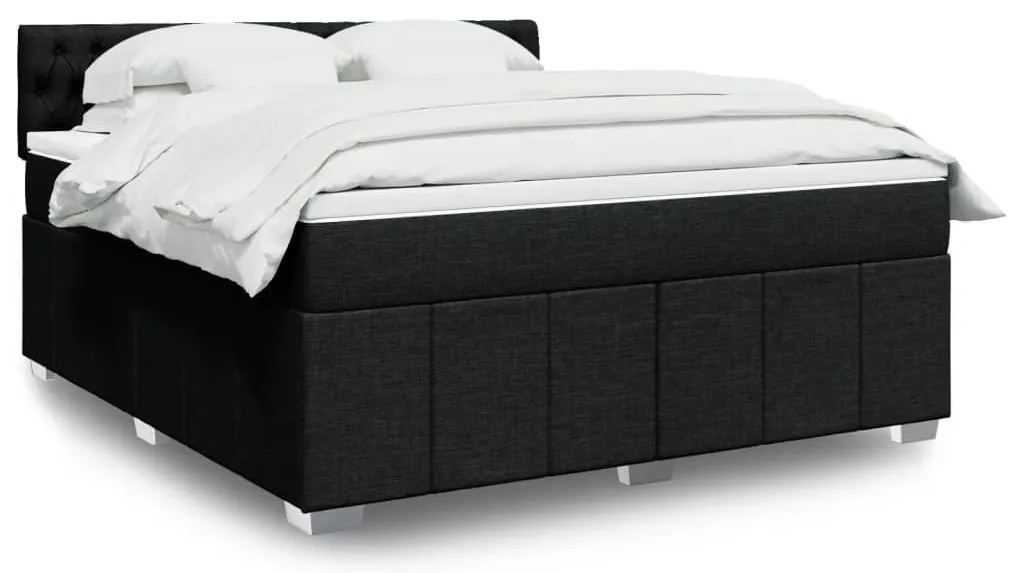 vidaXL Cama com molas/colchão 180x200 cm tecido preto