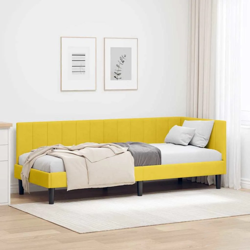 vidaXL Estrutura de Cama de Canto Amarelo 80 cm x 200 cm Veludo