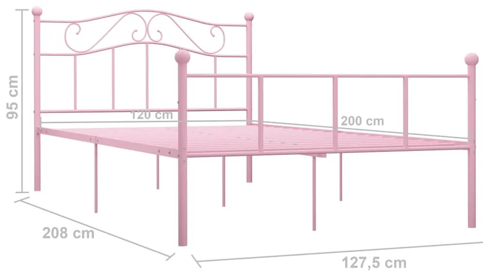 Estrutura de cama 120x200 cm metal rosa