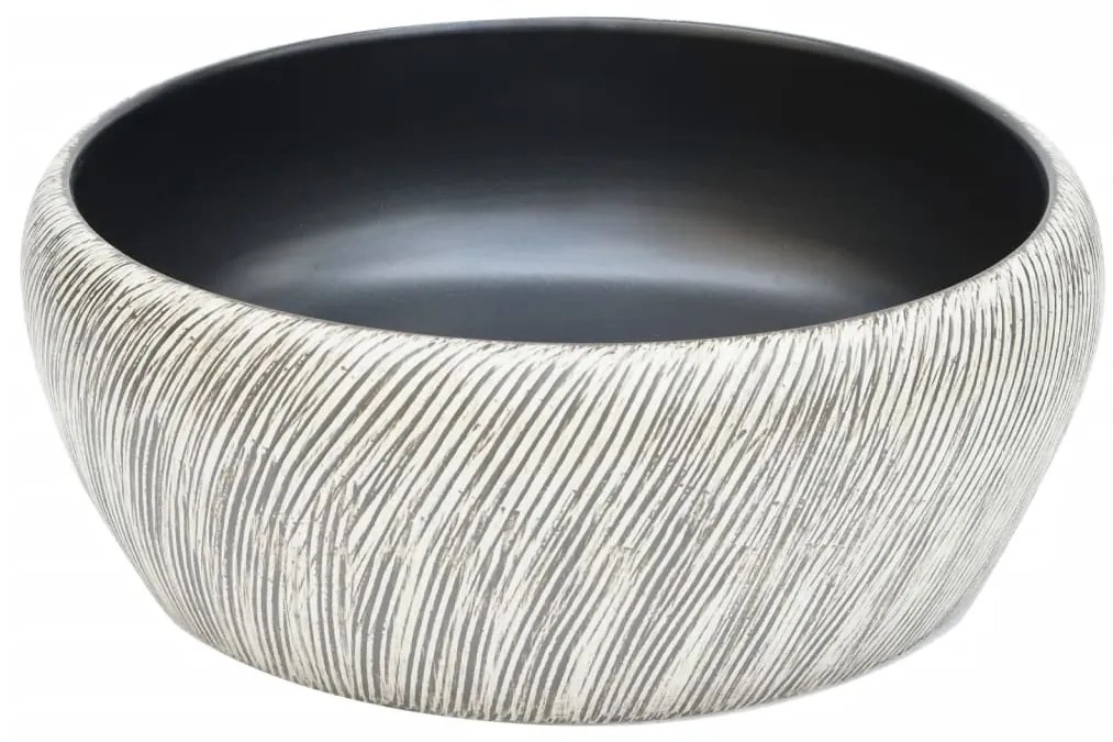 Lavatório de bancada redondo Φ41x14 cm cerâmica preto/cinzento