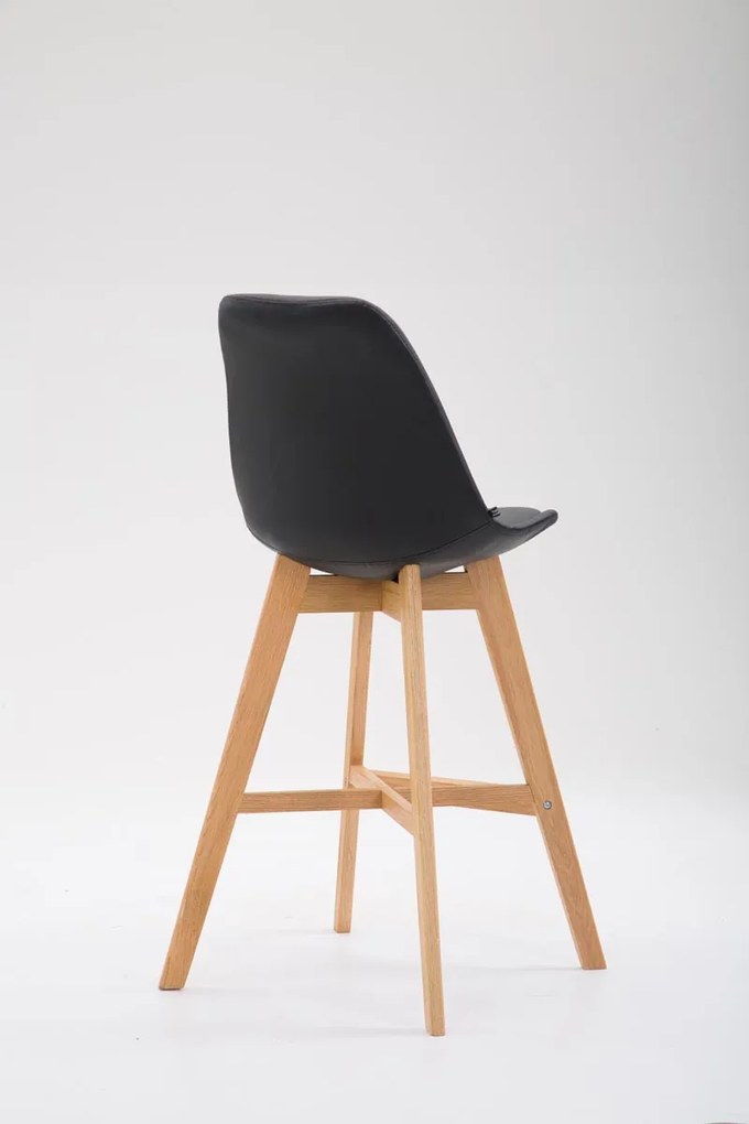 Banco de bar Cannes em couro sintético e com estrutura de Cor Natural 48 x 112 x 56 cm Preto