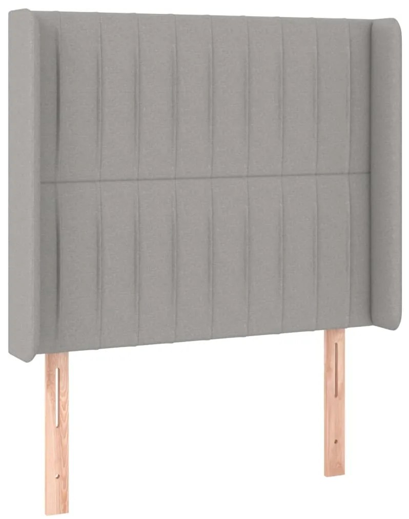 Cama box spring c/ colchão e LED 100x200 cm tecido cinza-claro
