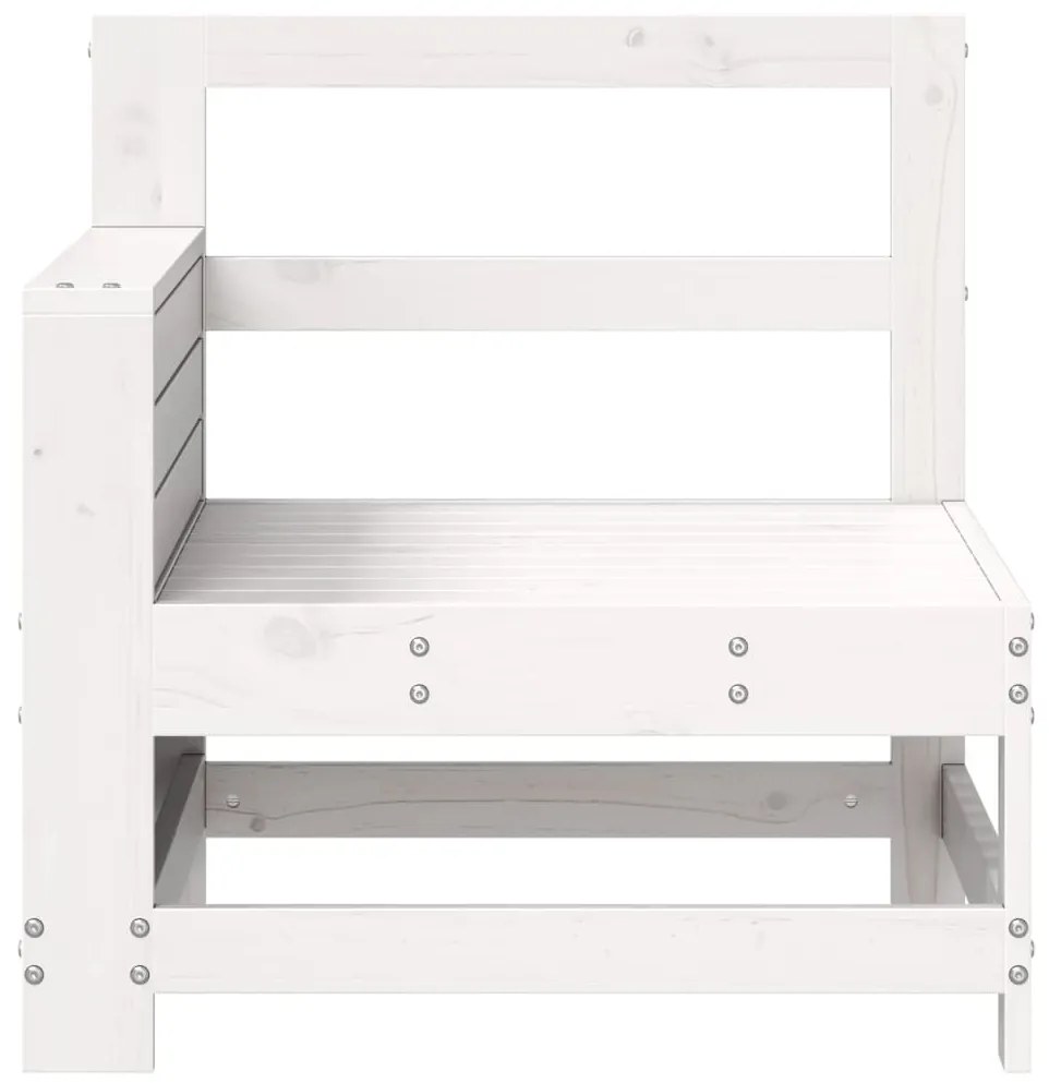 Sofá de jardim c/ apoio braços/mesa apoio pinho maciço branco