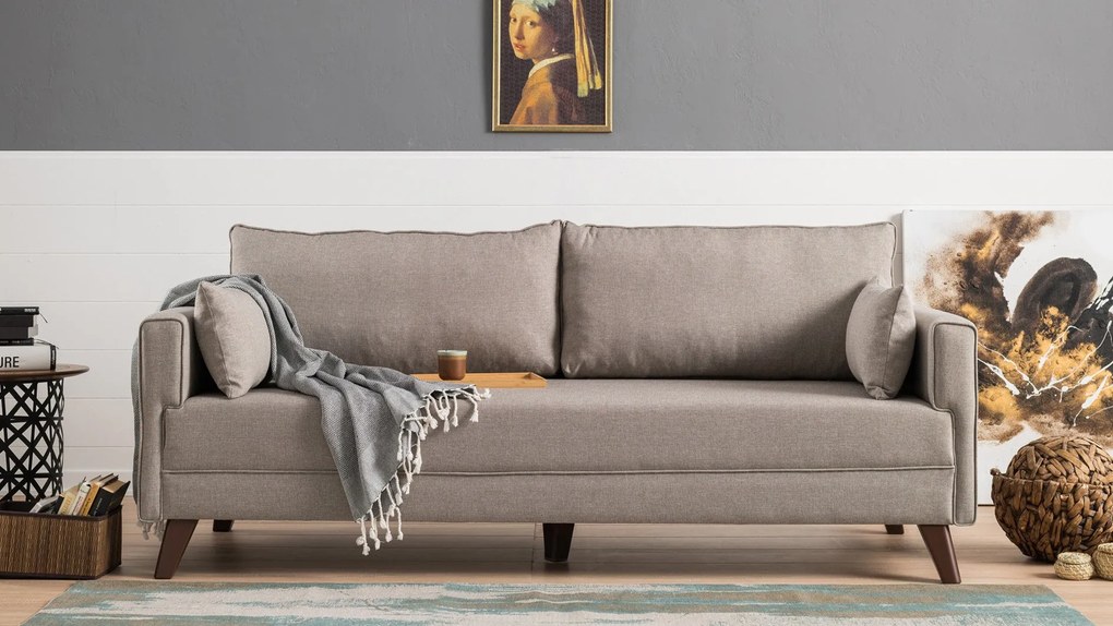 Sofá de 3 Lugares Bella – Creme – 208x85x81 cm