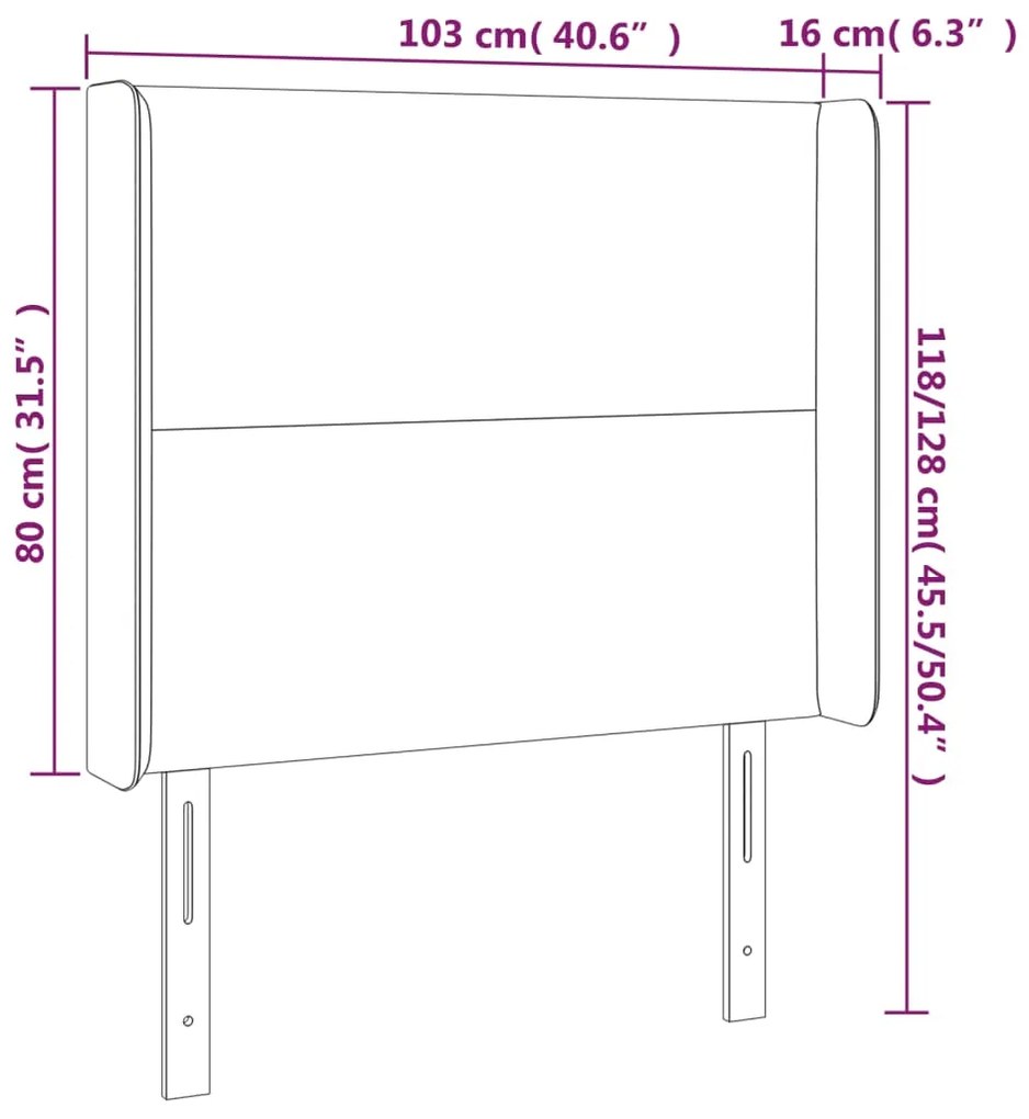 Cabeceira cama c/ luzes LED tecido 103x16x118/128cm cinza-claro