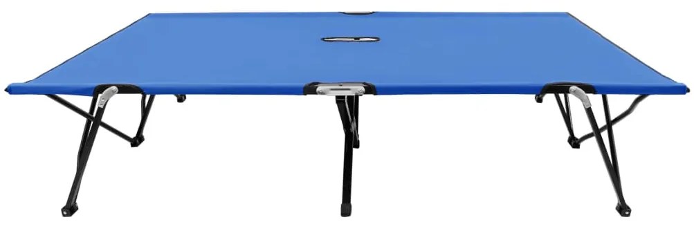 Espreguiçadeira/cama dobrável para 2 pessoas aço azul