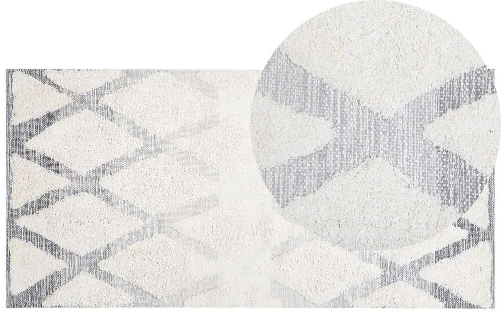 Tapete de algodão creme e cinzento 80 x 150 cm PENDIK Beliani