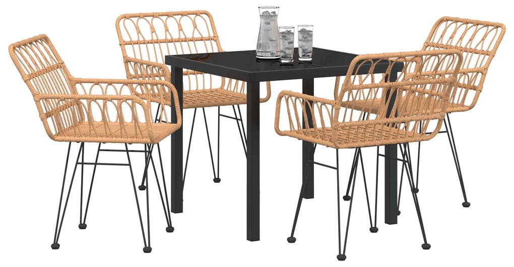 Conjunto de Jantar de Jardim 5 Peças Marrom Vime Poly