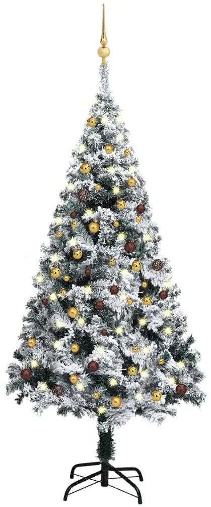vidaXL Árvore Natal artificial pré-iluminada c/ bolas 180 cm PVC verde