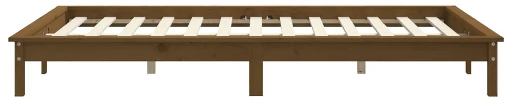 Estrutura de cama 200x200 cm pinho maciço castanho mel
